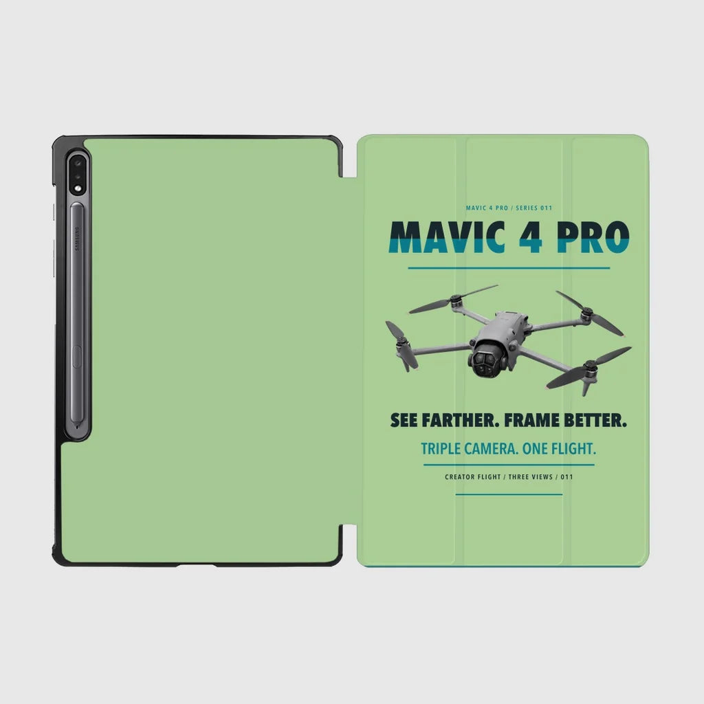 DJI Mavic 4 Pro design on light green samsung tablet tablet case