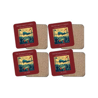 Thumbnail for The Blackout Landing - Designed Coasters design on dark red 4-pieces-set