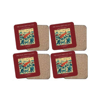 Thumbnail for The Snow Drift Dig-Out - Designed Coasters design on dark red 4-pieces-set
