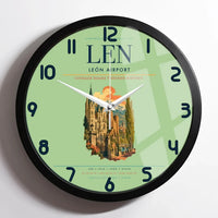 Thumbnail for León Airport (LEN) design on light green framed wall clock