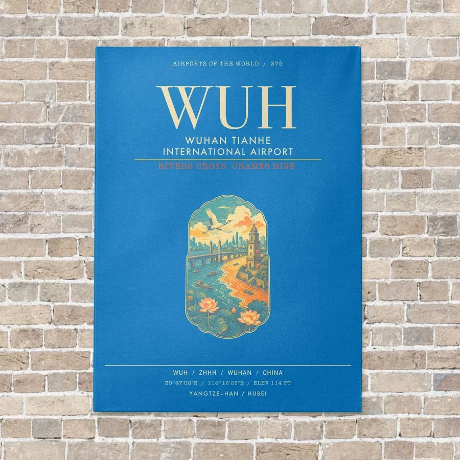 Wuhan Tianhe International Airport WUH - Canvas Framed - Turquoise