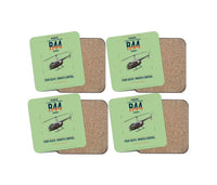 Thumbnail for Robinson R44 Raven II design on light green 4 pieces set coaster