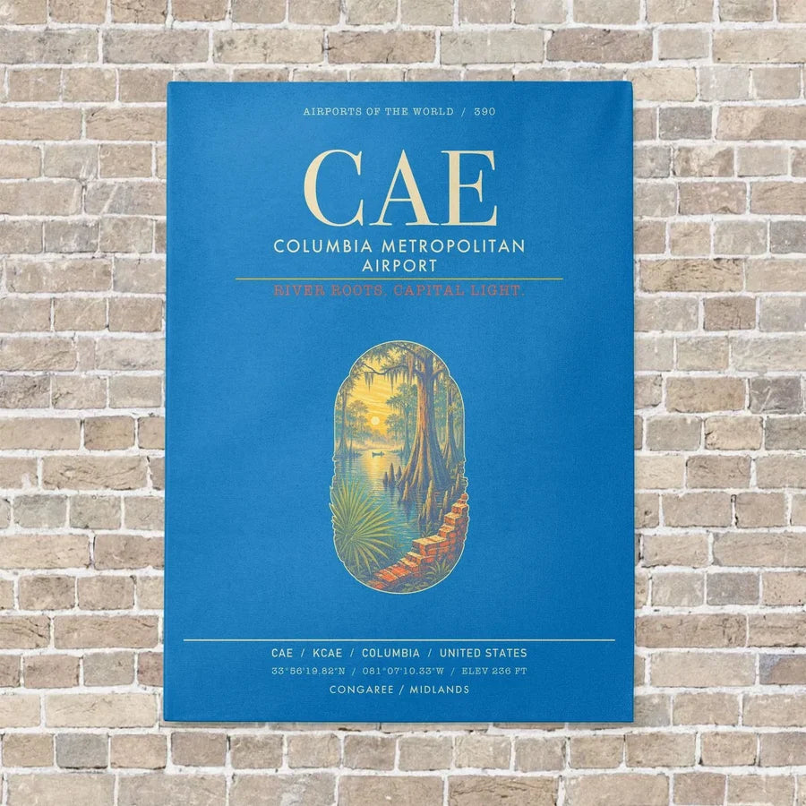 Columbia Metropolitan Airport CAE - Canvas Framed - Turquoise