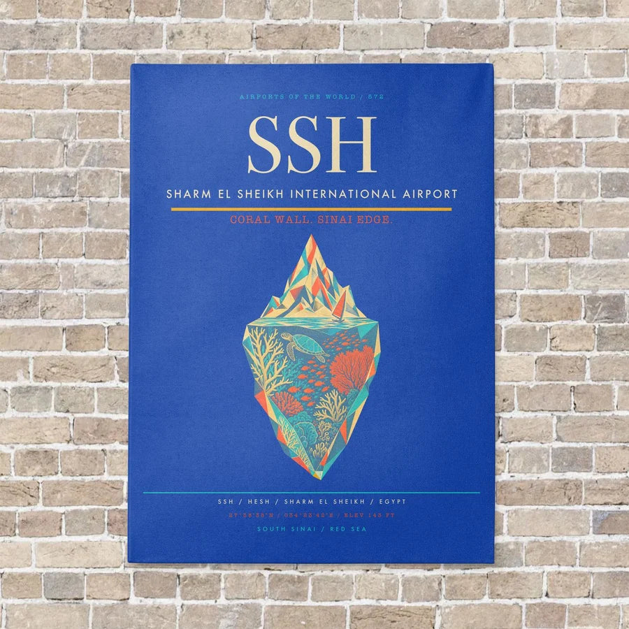Sharm El Sheikh International Airport SSH vertical canvas print - no frame - blue background