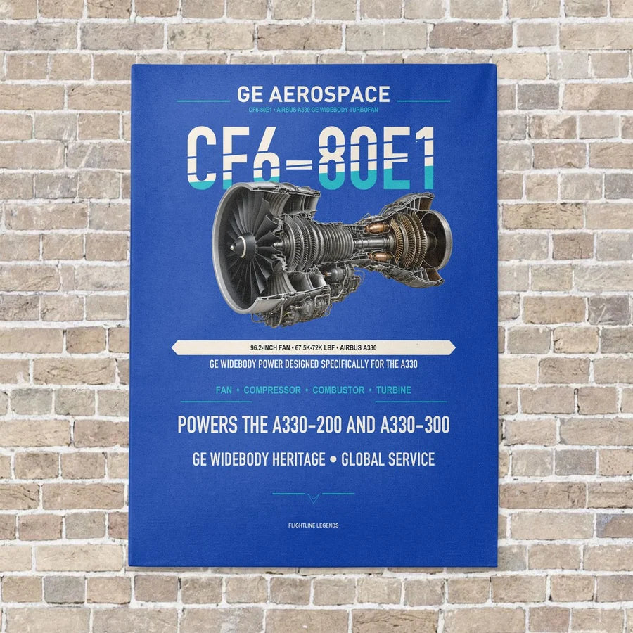 CF6-80E1 vertical canvas print - no frame - blue background