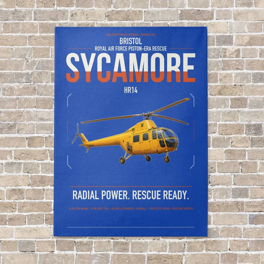 Bristol Sycamore HR14 vertical canvas print - no frame - blue background