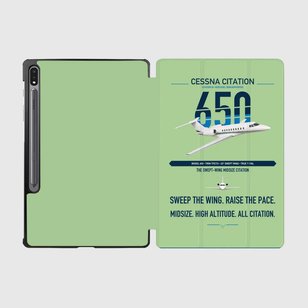 Cessna Citation 650 - Citation III design on light green samsung tablet tablet case