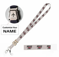 Thumbnail for Amazing Boeing 787 seat belt lanyard - light gray with name