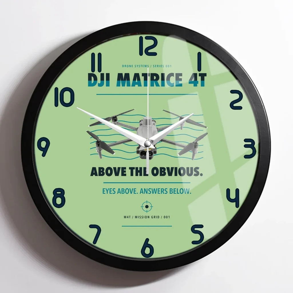 DJI Matrice 4T design on light green framed wall clock