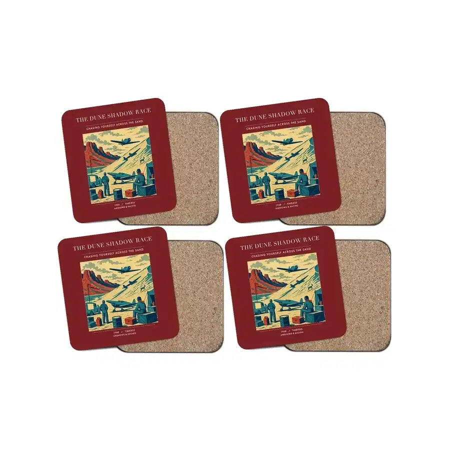 The Dune Shadow Race - Designed Coasters design on dark red 4-pieces-set