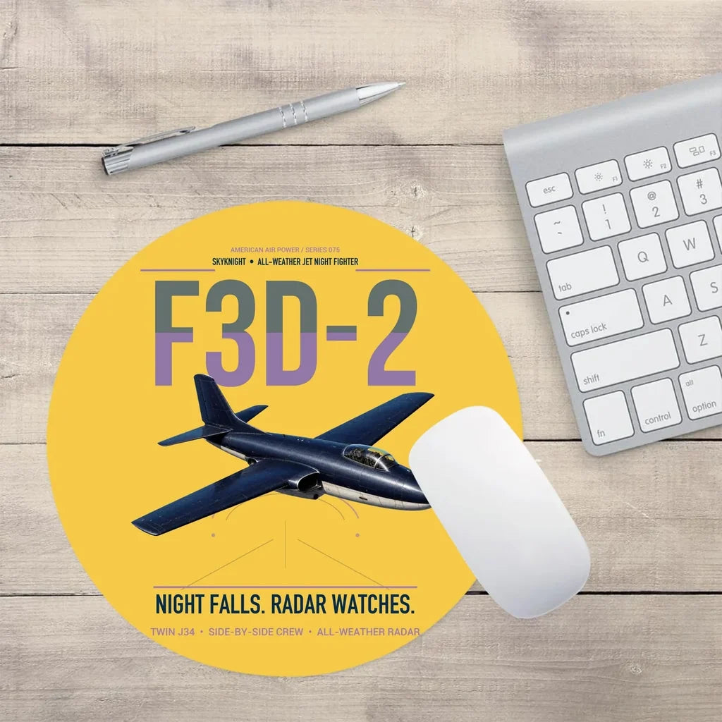 F3D-2 Skyknight design on yellow round mouse pad