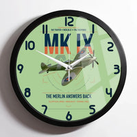 Thumbnail for Supermarine Spitfire Mk IX design on light green framed wall clock