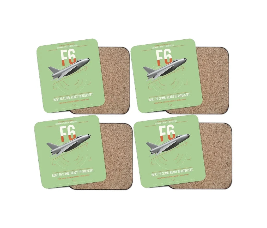 English Electric Lightning F6 design on light green 4 pieces set coaster