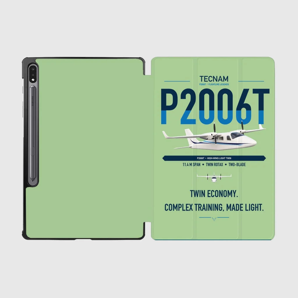 Tecnam P2006T design on light green samsung tablet tablet case