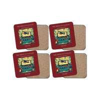 Thumbnail for The Drive-In Flypast - Designed Coasters design on dark red 4-pieces-set