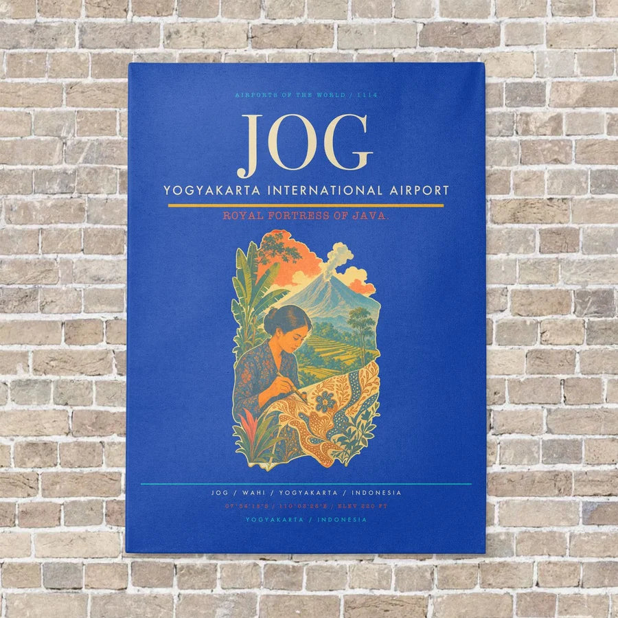Yogyakarta International Airport JOG vertical canvas print - no frame - blue background