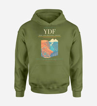Thumbnail for Deer Lake Regional Airport (YDF) design on green army hoodie single-side print