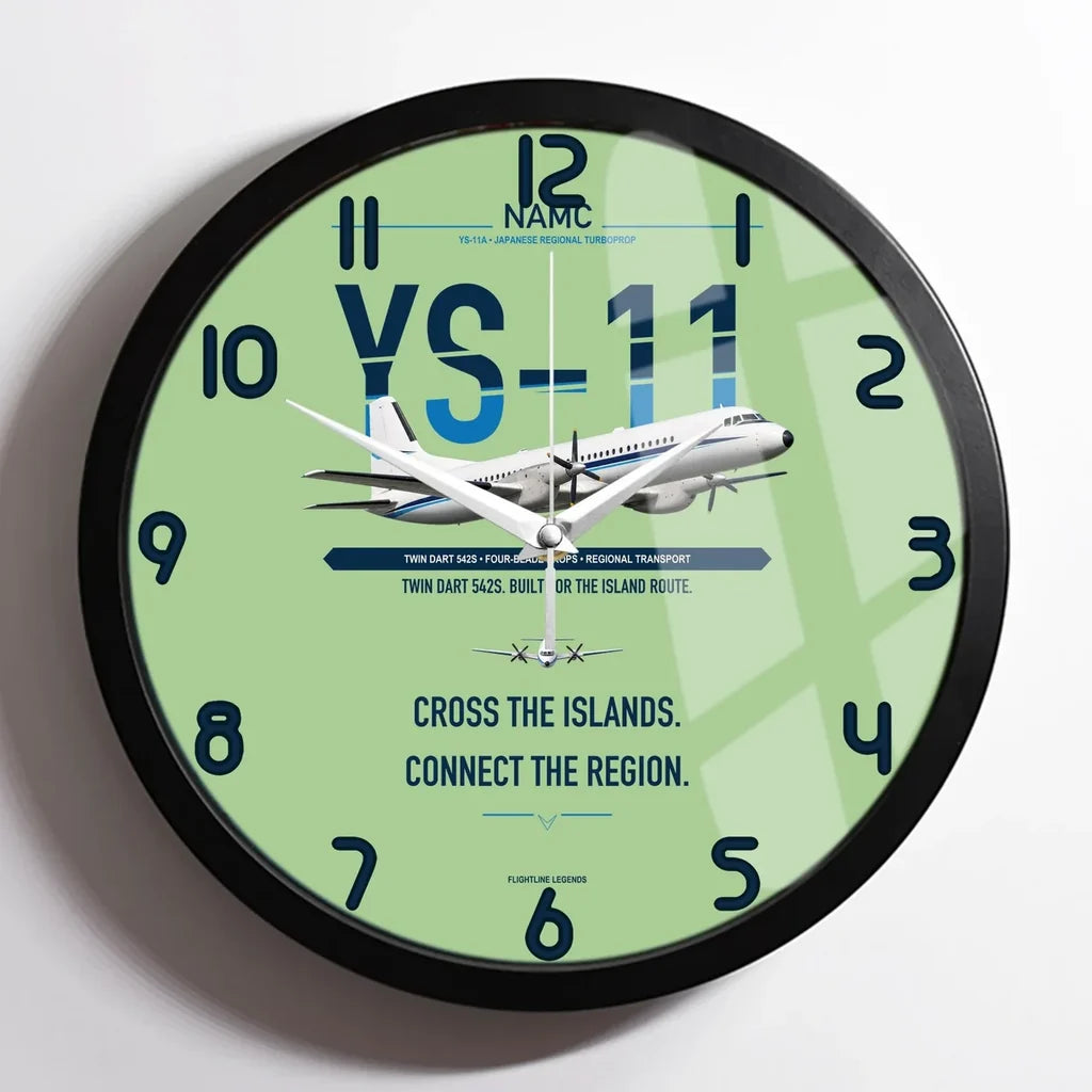 NAMC YS-11A design on light green framed wall clock