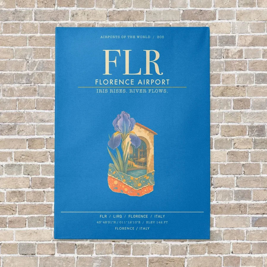Florence Airport FLR - Canvas Framed - Turquoise