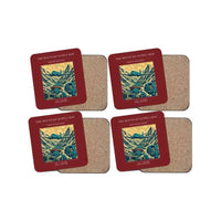 Thumbnail for The Mountain Supply Hop - Designed Coasters design on dark red 4-pieces-set