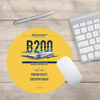 Thumbnail for Beechcraft King Air B200 design on yellow round mouse pad