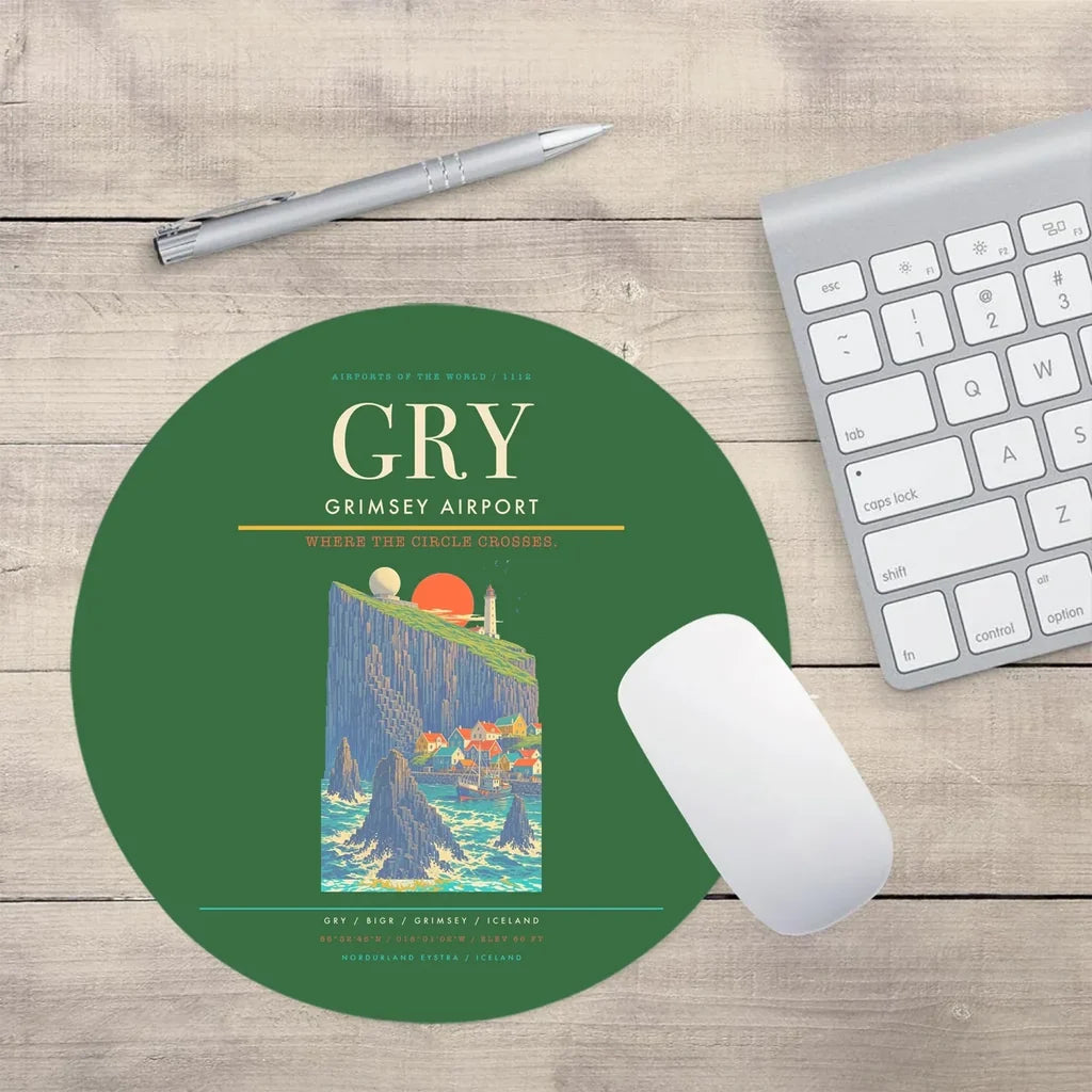 Grimsey Airport GRY Mouse-Pad Round - Green