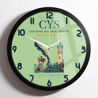 Thumbnail for Cheyenne Regional Airport (CYS) design on light green framed wall clock