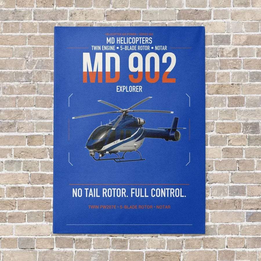 MD Helicopters MD 902 Explorer vertical canvas print - no frame - blue background
