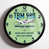 Thumbnail for Daher TBM 980 design on light green framed wall clock