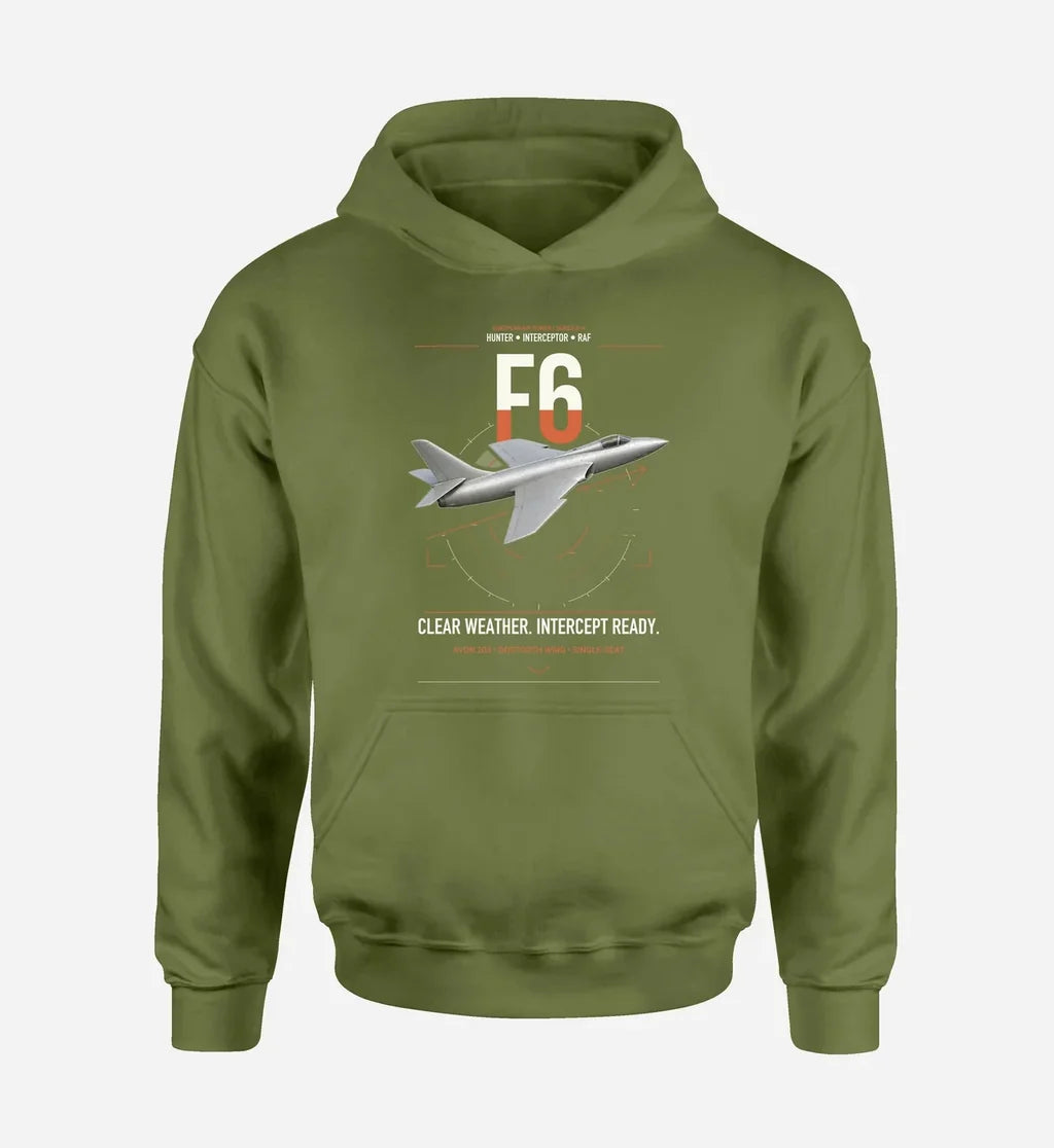 Hawker Hunter F6 design on green army double-side hoodie, single-side print