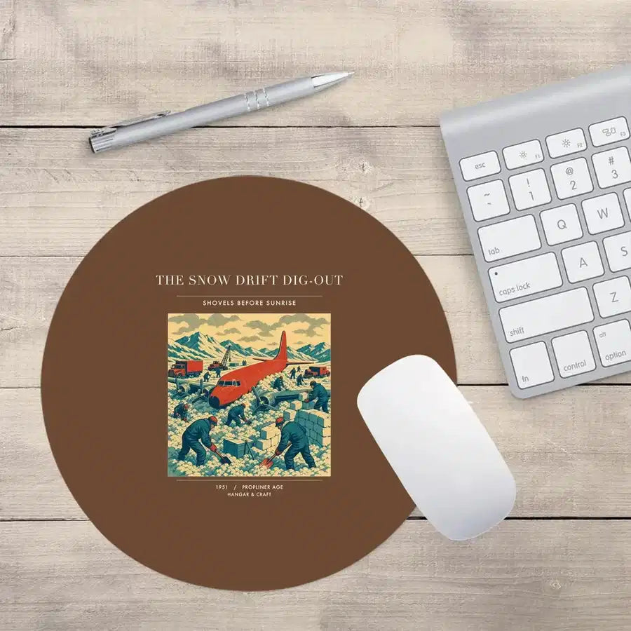 VINTAGE G4355 - The Snow Drift Dig-Out - Designed Mouse Pads design on brown round