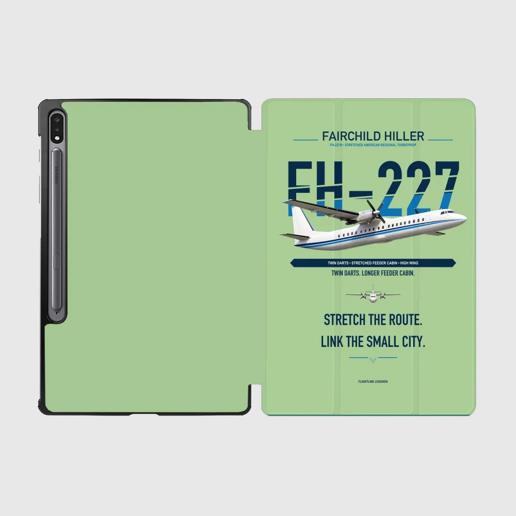 Fairchild Hiller FH-227B design on light green samsung tablet tablet case