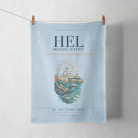 Thumbnail for Helsinki Airport (HEL) design on light blue towel