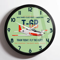 Thumbnail for T-6B Texan II Naval Aviator Training design on light green framed wall clock