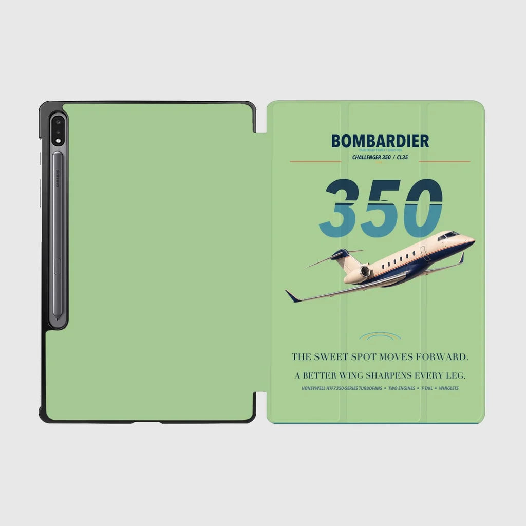 Bombardier Challenger 350 design on light green samsung tablet tablet case
