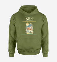 Thumbnail for Kiruna Airport (KRN) design on green army hoodie single-side print