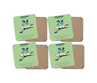 Thumbnail for Bombardier Learjet 24 design on light green 4 pieces set coaster