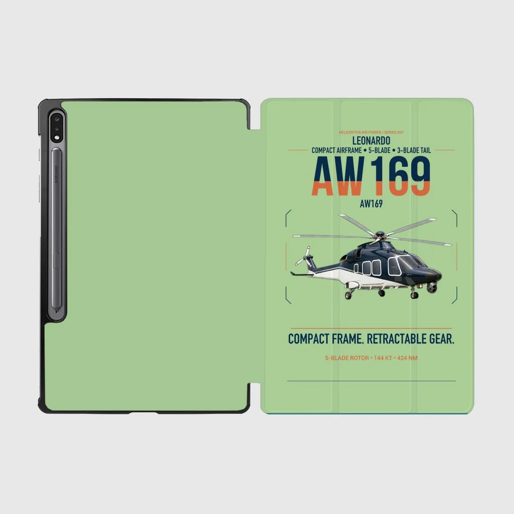 Leonardo AW169 design on light green samsung tablet tablet case