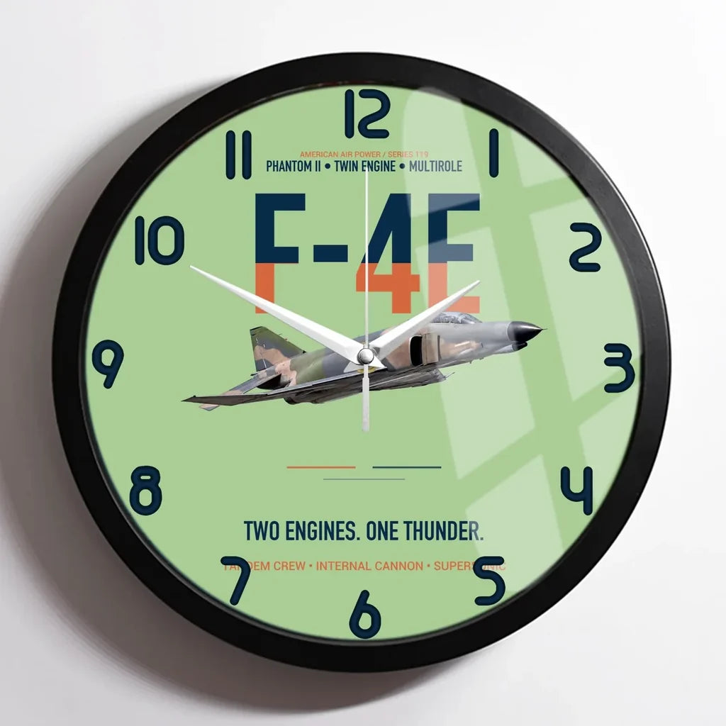 F-4E Phantom II Two Engines One Thunder design on light green framed wall clock