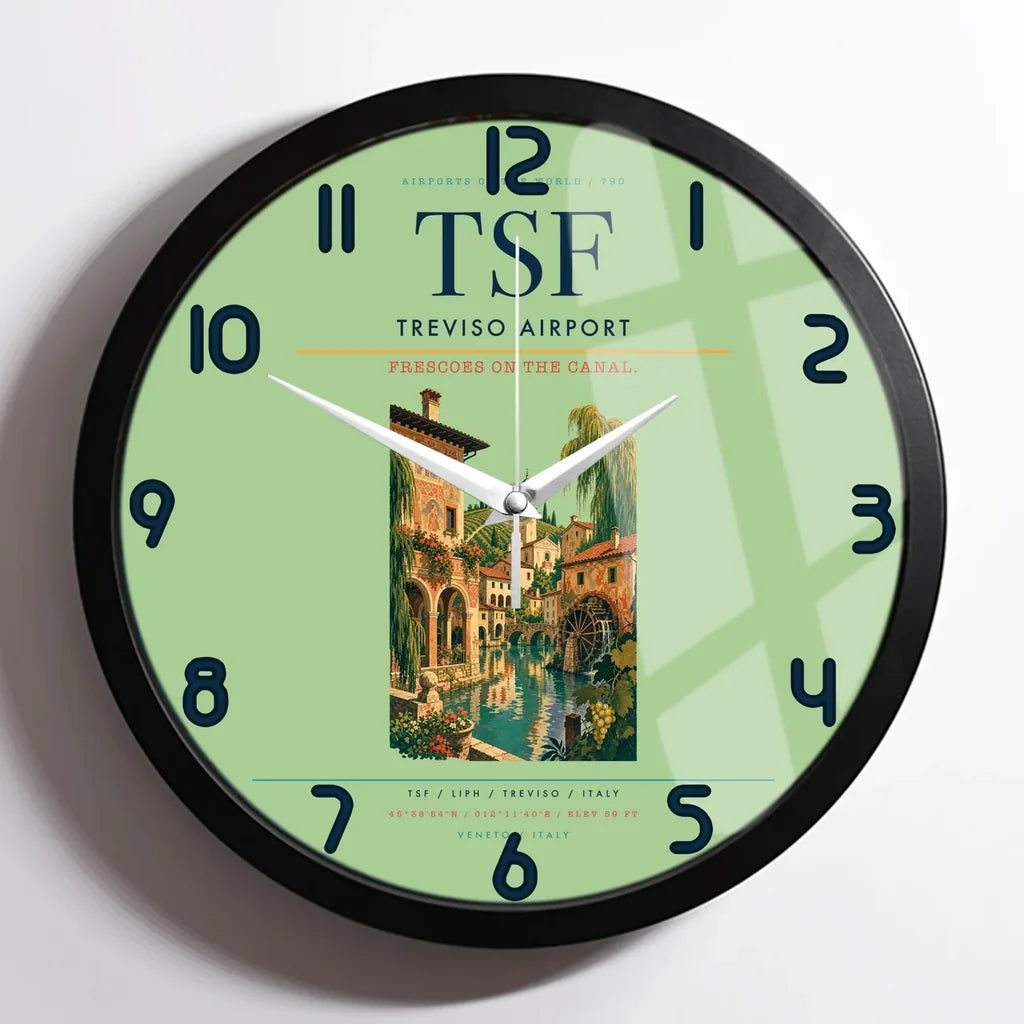 Treviso Airport (TSF) design on light green framed wall clock