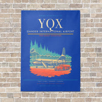 Thumbnail for Gander International Airport YQX vertical canvas print - no frame - blue background