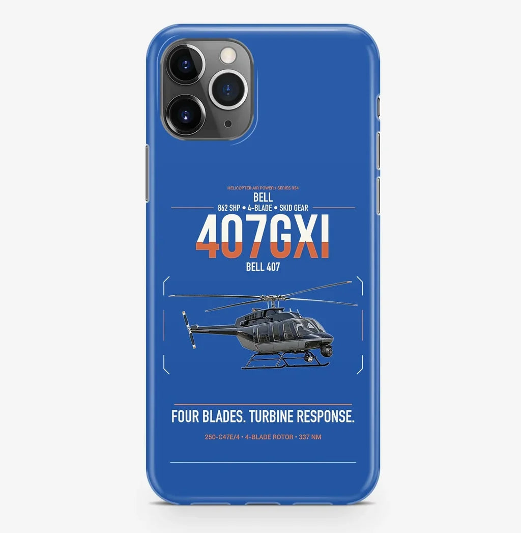 Bell 407GXi design on blue magsafe iphone case, for iPhone Pro Max