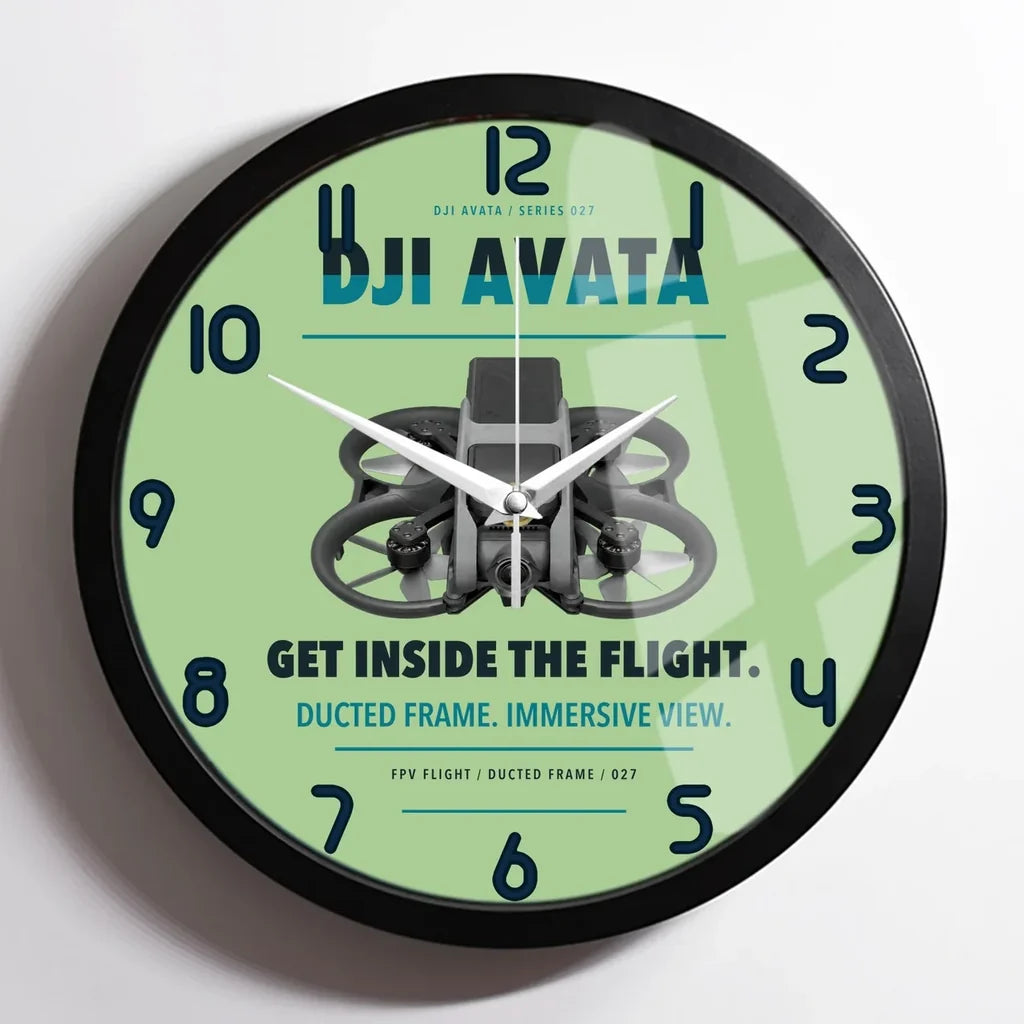 DJI Avata design on light green framed wall clock