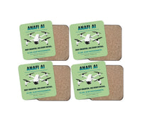 Thumbnail for Parrot ANAFI Ai design on light green 4 pieces set coaster