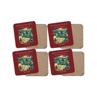 Thumbnail for The Island Hop Survey - Designed Coasters design on dark red 4-pieces-set