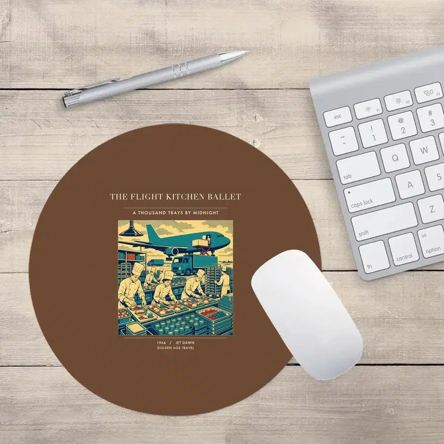 VINTAGE G4374 - The Flight Kitchen Ballet - Designed Mouse Pads design on brown round