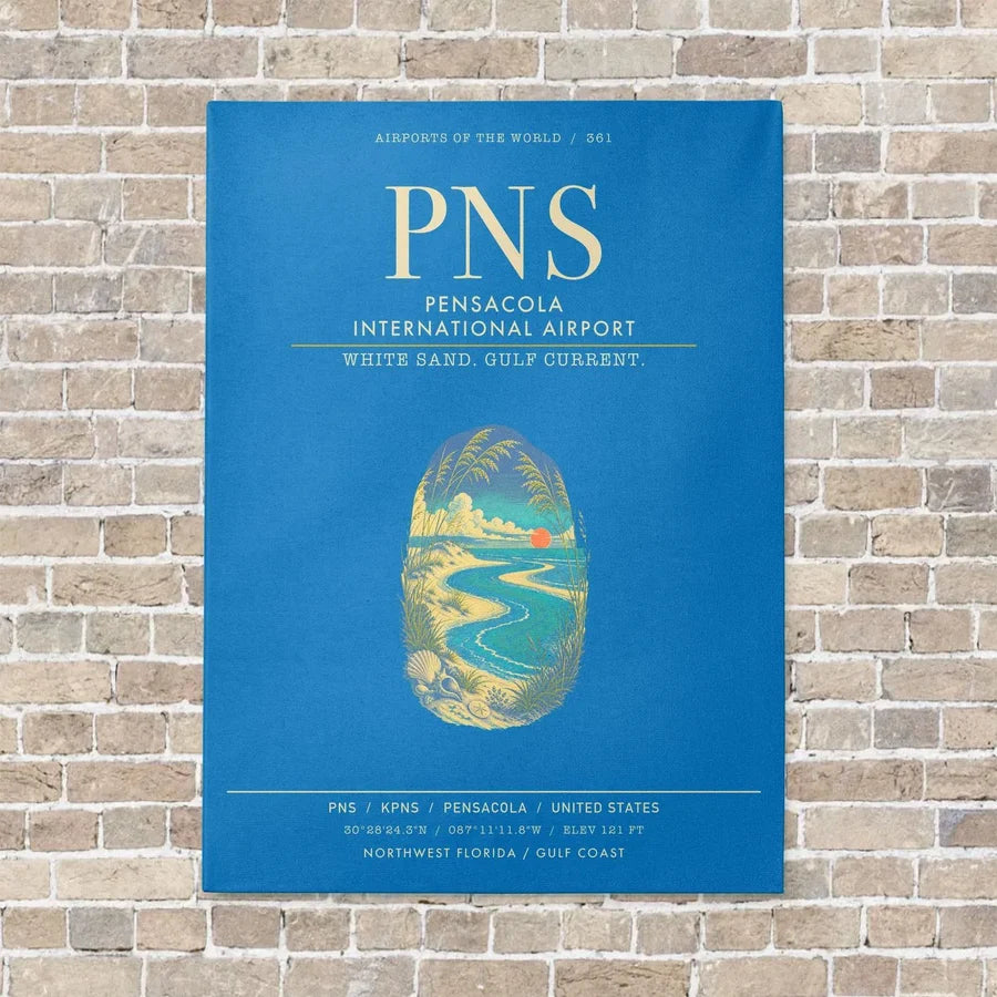 Pensacola International Airport PNS - Canvas Framed - Turquoise
