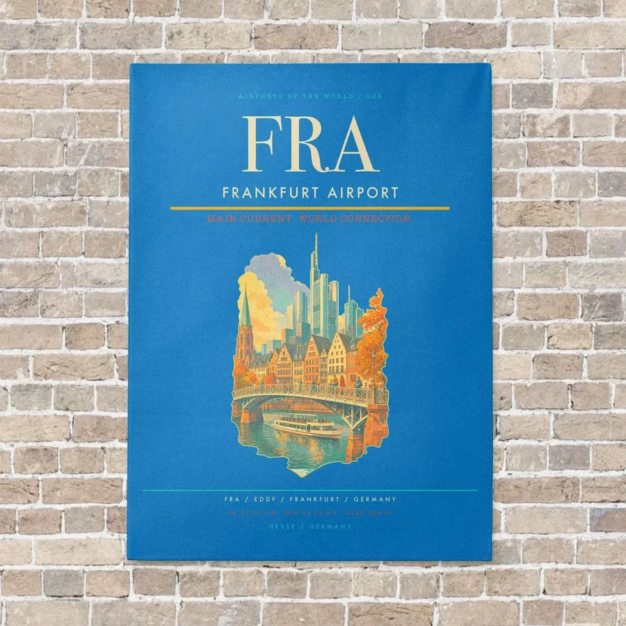 Frankfurt Airport FRA - Canvas Framed - Turquoise