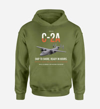 Thumbnail for C-2A Greyhound design on green army double-side hoodie, single-side print