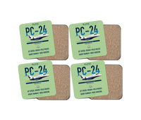 Thumbnail for Pilatus PC-24 design on light green 4 pieces set coaster
